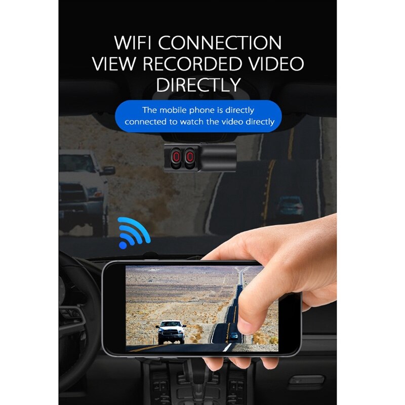 Grabadora de conducción WIFI con auriculares Bluetooth TWS, Control de voz de 1080P.