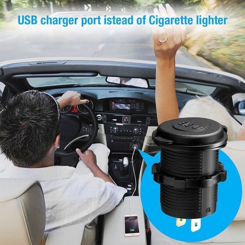 Dual Usb Lader Sigarettenaansteker Stopcontact 4.2A Met Voltmeter & Draad In Lijn 10A Zekering Voor 12-24V Auto Boot Motorfiets