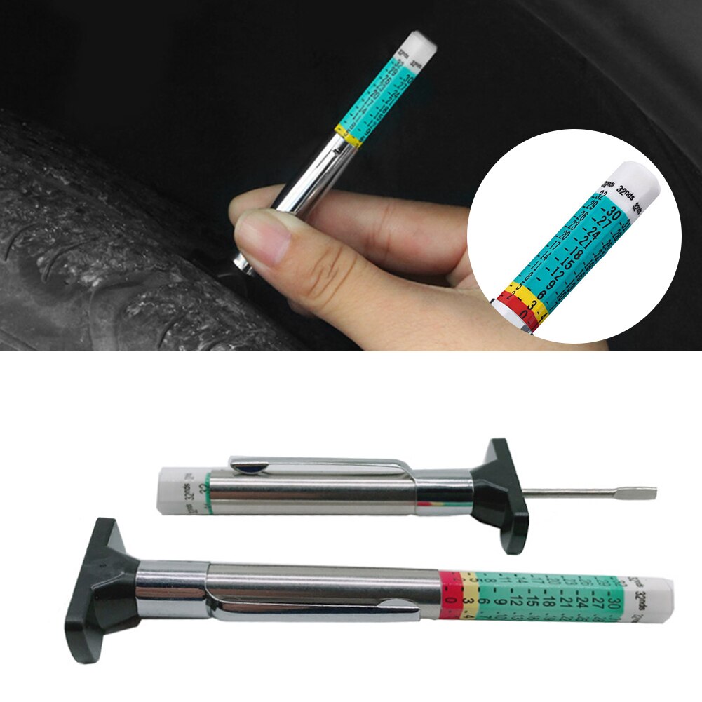 Car Truck Tire Tread Gauge Portable Tyre Depth Tester Color Coded Metric Gauge Measurement
