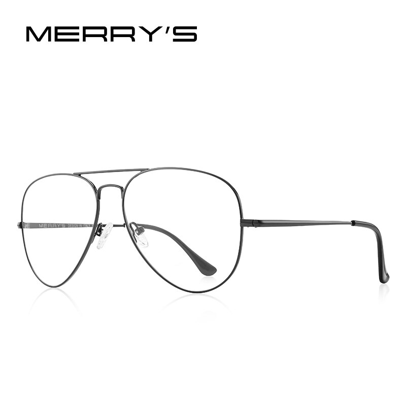 MERRYS Männer Klassische Pilot Gläser Rahmen Frauen Myopie Brillen Rahmen Optische Brillen S2489: C01 Schwarz