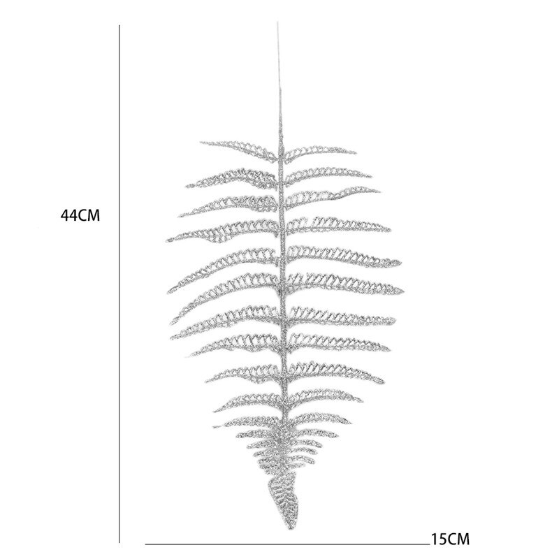 5pcs Set Christmas Artificial Leaves Glitter Hollow Fern Leaf DIY Christmas Tree Decoration Wedding Party Ornaments