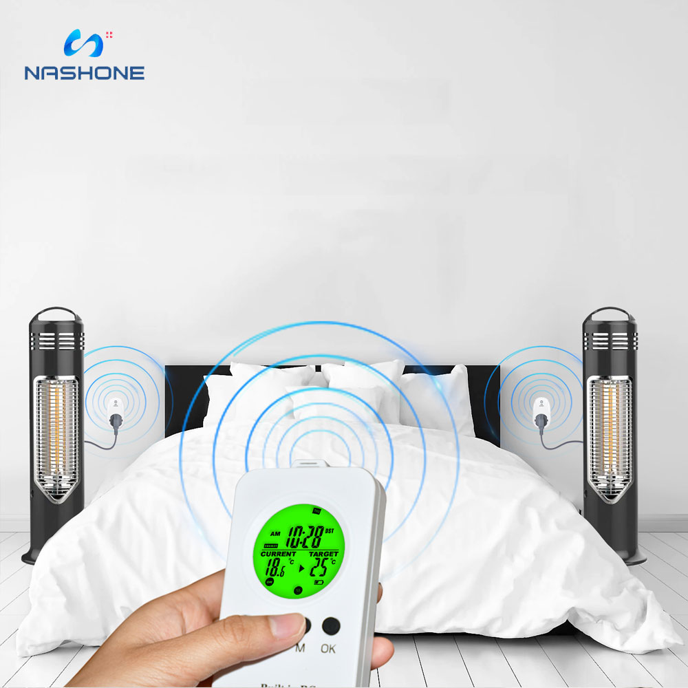 Nashone – Thermostat 220v, minuterie de prise de chauffage, télécommande sans fil LCD, refroidissement de chauffage réglable