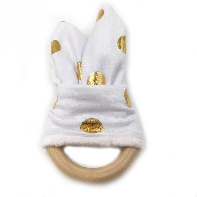 Baby Zahnen Ring Chewie Beißring Sicherheit Holz Natürliche Bunny Sensorischen Spielzeug: 10
