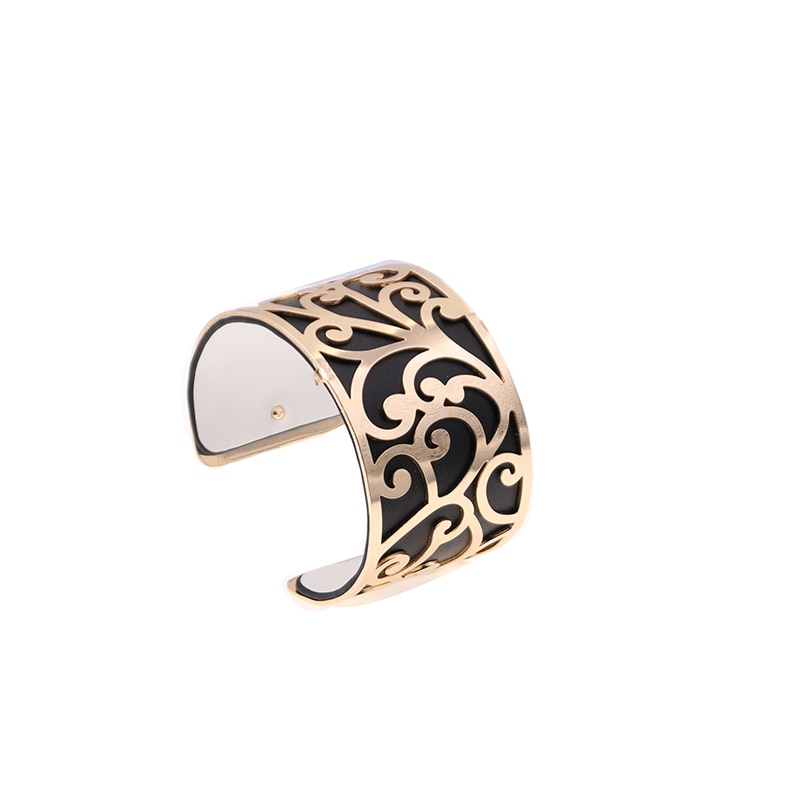 40mm utbytbara vändbara armband för kvinnor med guldfärgad blomformad lädermanschett armband charm armband femme