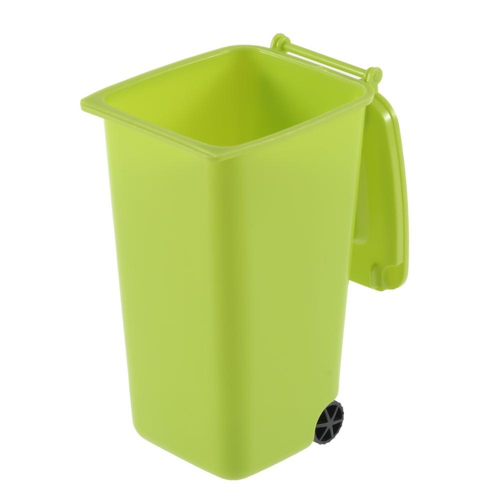 Recycle Plastic Mini Wheelie Bin Desk Tidy Office Desktop Stationery Organiser Pen Pencil Holder With Two Wheels