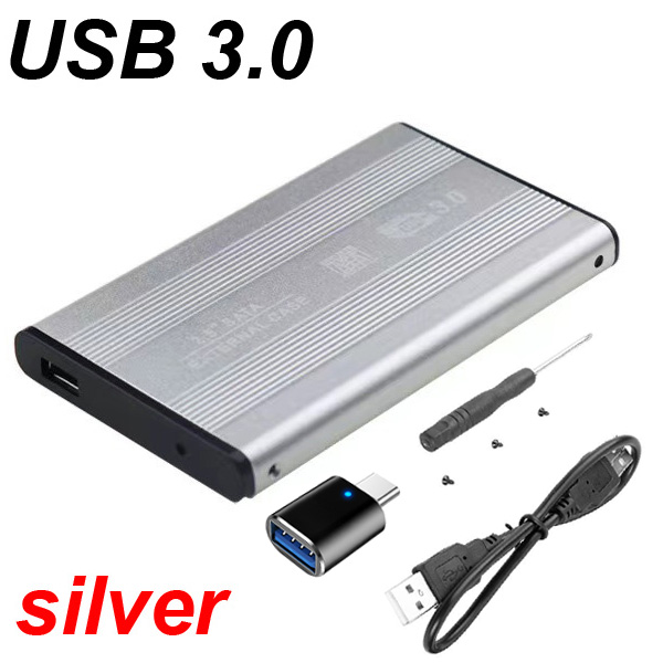 USB 3.0/2.0 2.5 Inch Hard Drive Disk Enclosure HDD External Box Case Aluminum Caddy 2.5" Sata HDD LED Light For Computer TYPE C: Brown