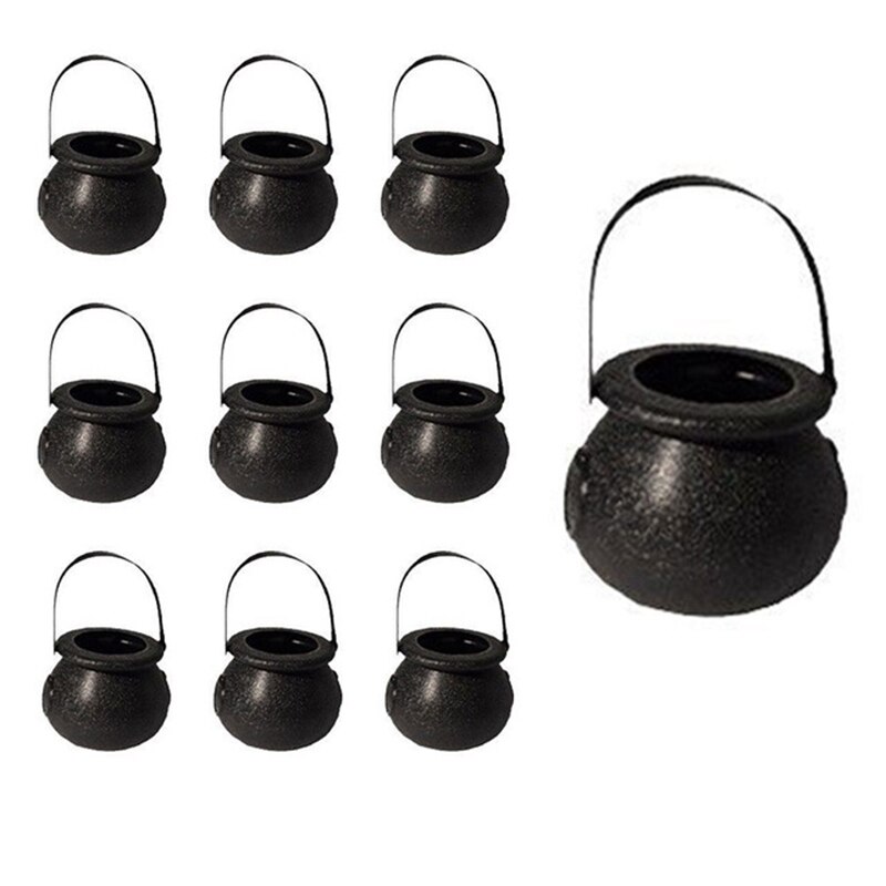 10PCS / Halloween Candy Jar Halloween Cauldron Novelty Halloween Barrel Decoration: Black