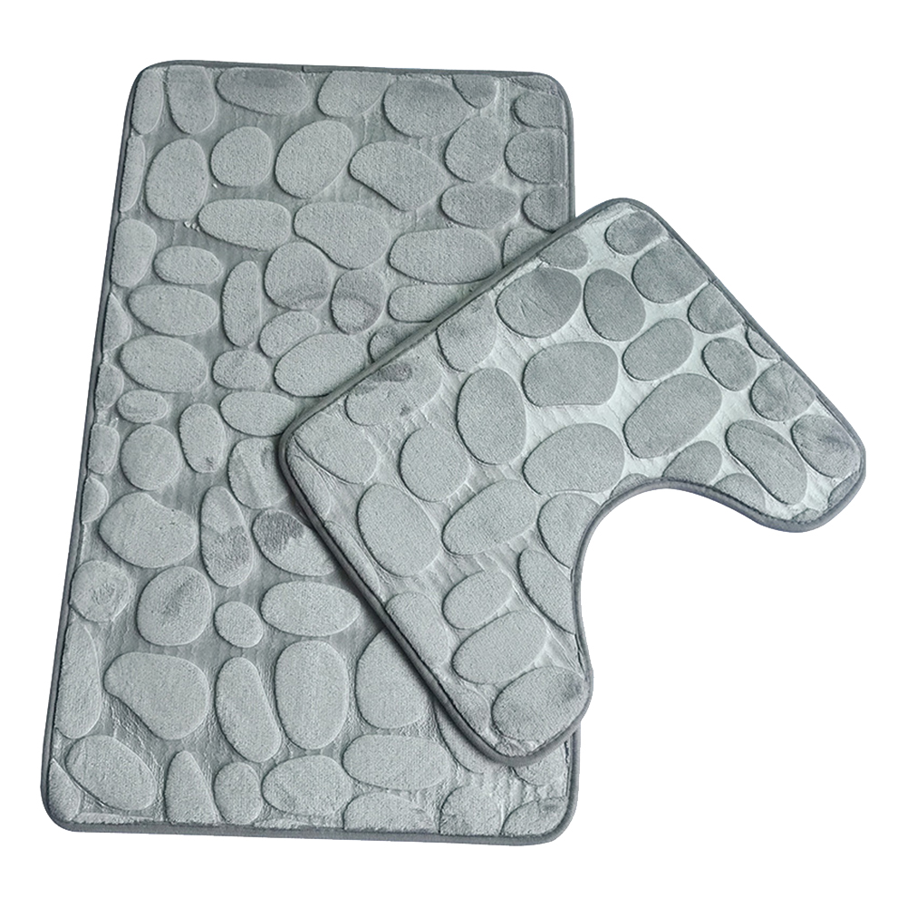 Antislip 50*80Cm Badmat En 50*40Cm Wc Mat Badkamer Tapijt Set Zachte Badmat Met Geplaveide Patroon Wasbare Badmatten: Default Title