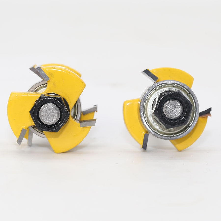 2 pc 8mm Shank Tongue &amp; Groove Joint Assembly Router Bit Set 3/4" Stock Wood Cutting Tool