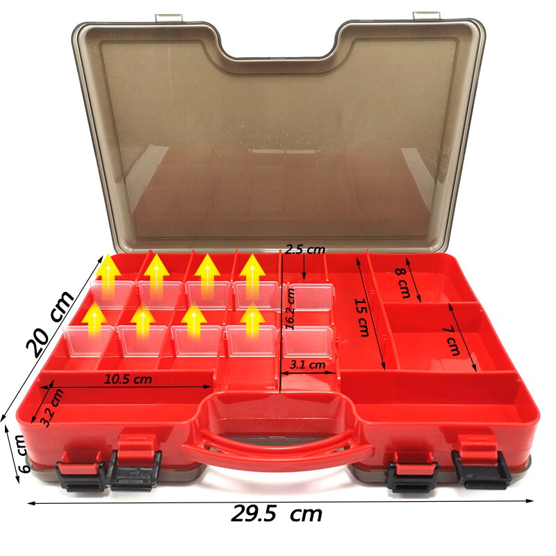 Multifunctional large-capacity fishing tackle box tool storage box single double-layer bait box portable fishing tackle storage: yuerhe