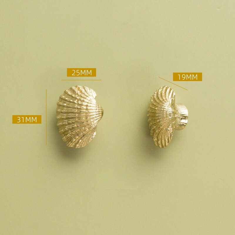 Retro Brass Shell-Shaped Golden Cabinet Knobs Furniture Handles Kitchen Door Handles for Furniture pulls for drawer cupboard: Default Title
