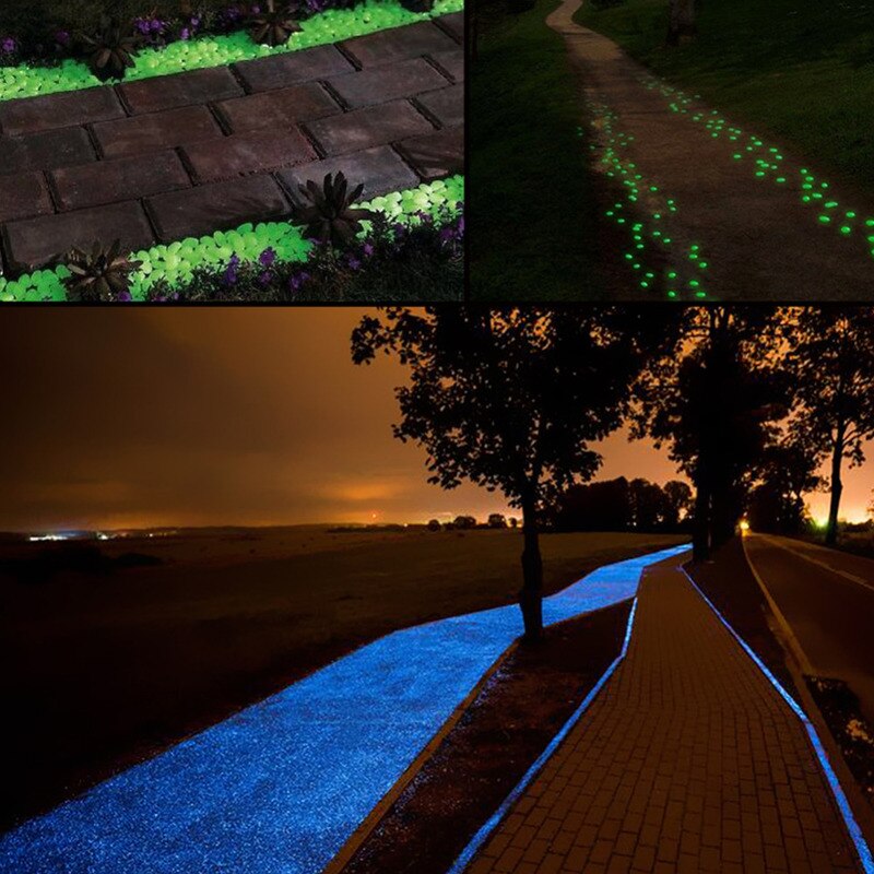 100 stuks in de donkere tuin gloeiende kiezels gloeiende stenen loopbrug rotstuin terras gazon tuin tuin versierde gloeiende stenen