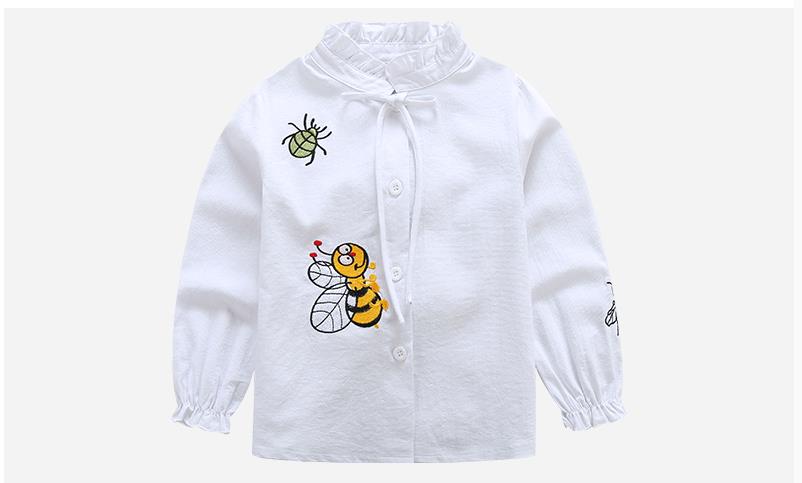 Ragazza del fumetto ricamato modello blous: WHITE / 6m