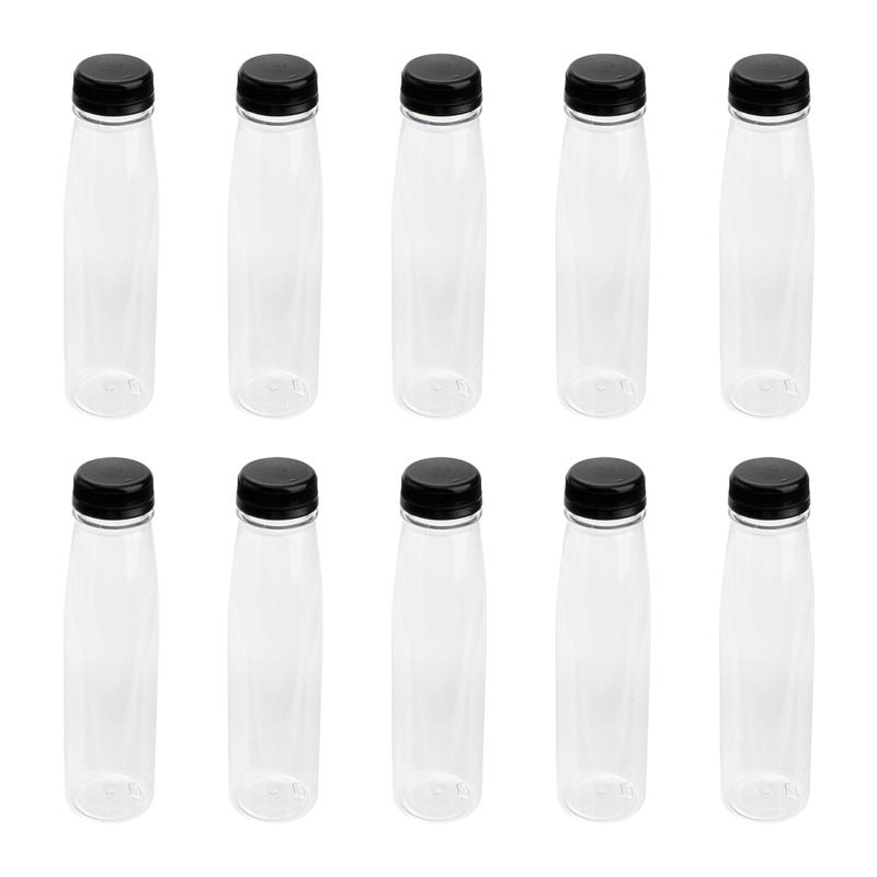 10Pcs 330ml/350ml Empty Storage Containers Clear PET Bottles Plastic Beverage Drink Bottle Juice Bottle Jar With Lids: 10pcs 330ml