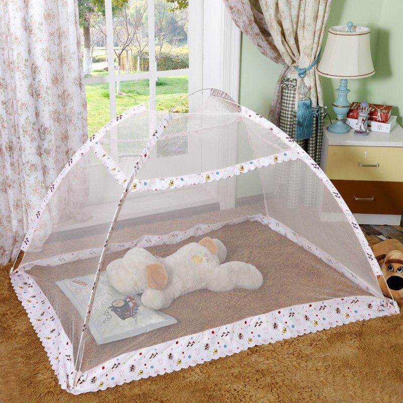 Travel Portable Baby Crib Netting Polyester Mesh Folding Baby Mosquito Nets Summer Bottomless Baby Infant Sleeping Mosquito Net: huang se