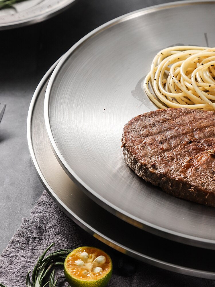 ONLYCOOK 304 Stainless Steel Steak Plate Fruit Plate 8 Inches 361/437g