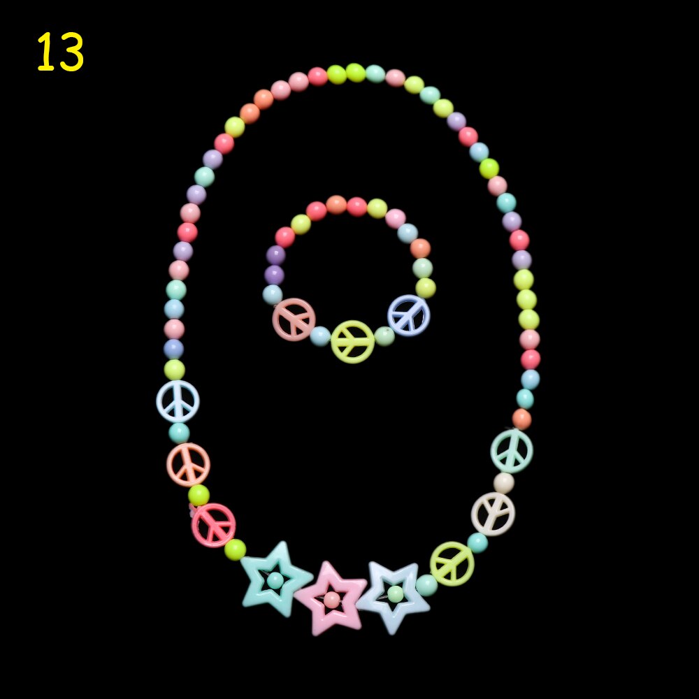 1 Set Prinses Meisje Ketting + Armband Kralen Speelgoed Vlinders Bloemen Baby Handgemaakte Ketting Kinderen Verjaardag Accessoires