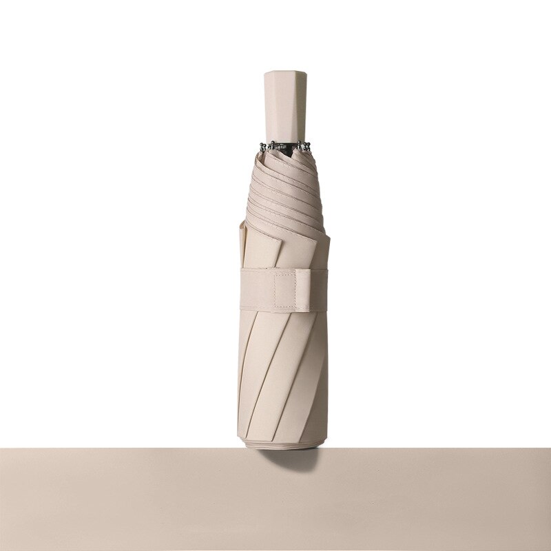 Paraguas de lluvia portátil para hombre y mujer, sombrilla de Anti UV, a prueba de viento, plegable, 8 varillas: Umbrella Light White