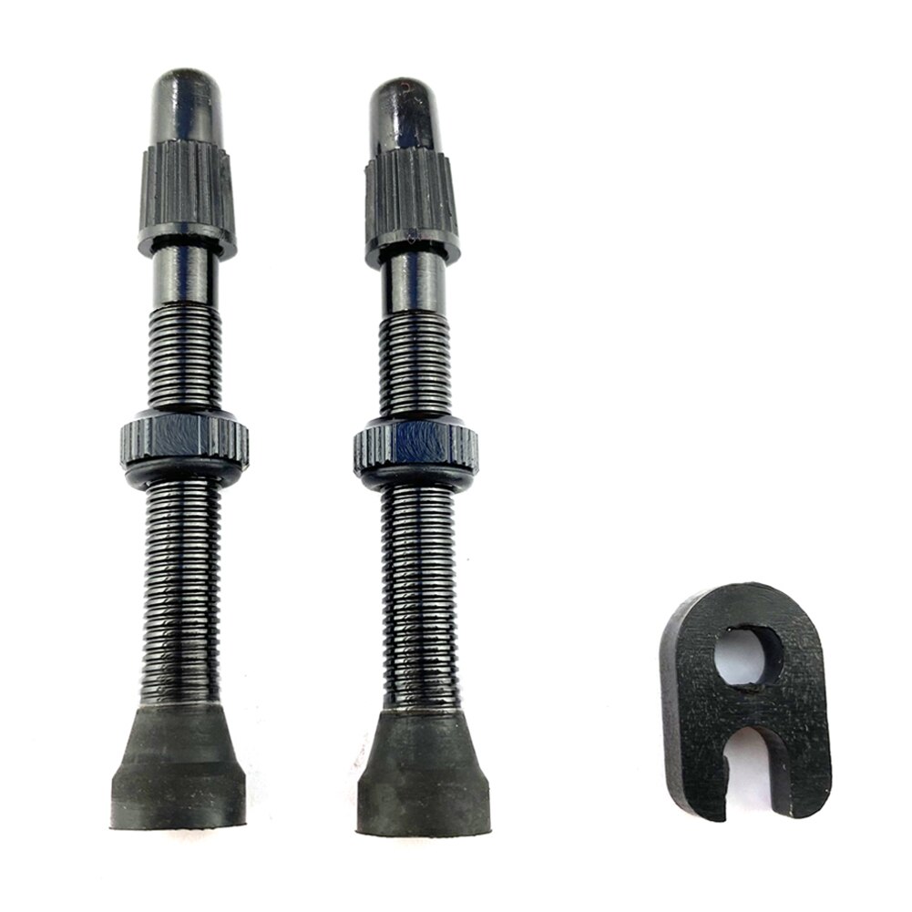 2 st 60mm legeringsstam presta ventil + verktyg för road mtb cykel slanglöst däck för mtb road mountainbike cykel slanglöst däck: Svart