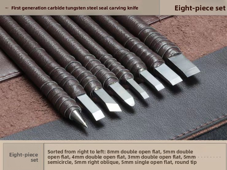 8/10Pcs Tungsten Steel Stone Carving Hand Tools Set Stone Carving Chisel Set Woodworking Carving Hand Tool Set: Flat Chisel