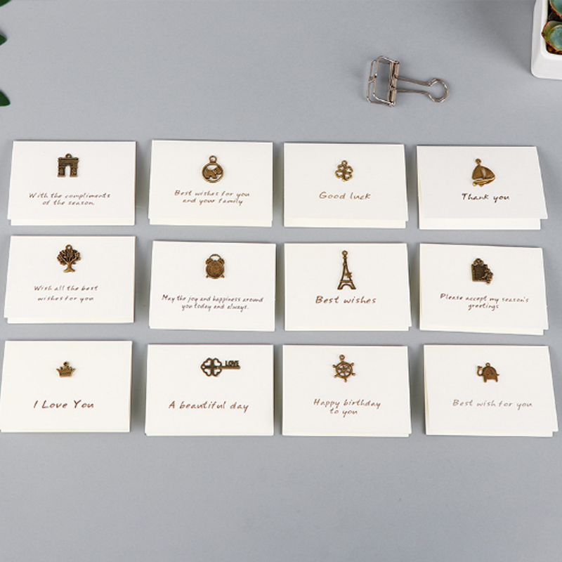 50Pack fold card with envelope greeting retro Metal Festival towers clover crown triumphal arch 8*6CM: MIX design