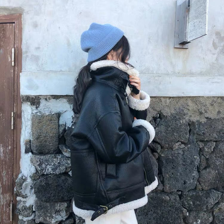 Abrigo de piel sintética de oveja para mujer, chaquetas de borreguito de manga larga a la , prendas de vestir con cremallera, abrigo cálido para otoño e invierno, novedad de