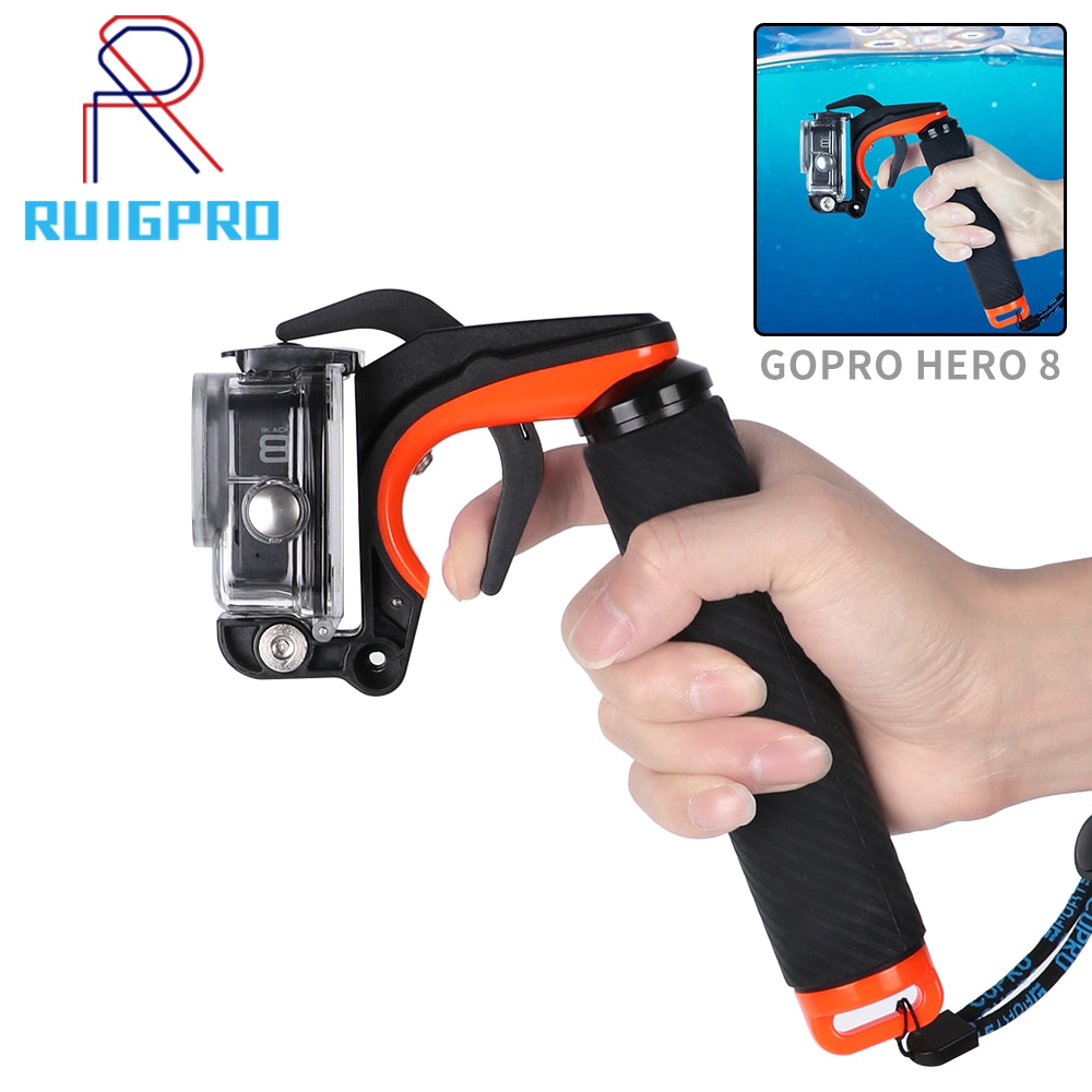 Disparador, palo de flotabilidad para buceo, agarre de mano flotante para GoPro Hero 8, agarre de mano, obturador negro, soporte de disparo de control