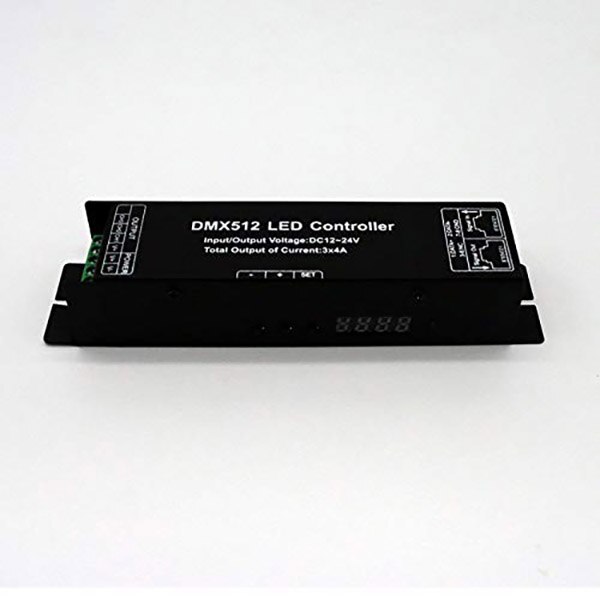 Dmx Led Controller With Display Digital Tube Dmx512 Decoder Driver Dimmer Dc 12 24V 3X4A For Rgb Led Strip Lights (3 Channel)