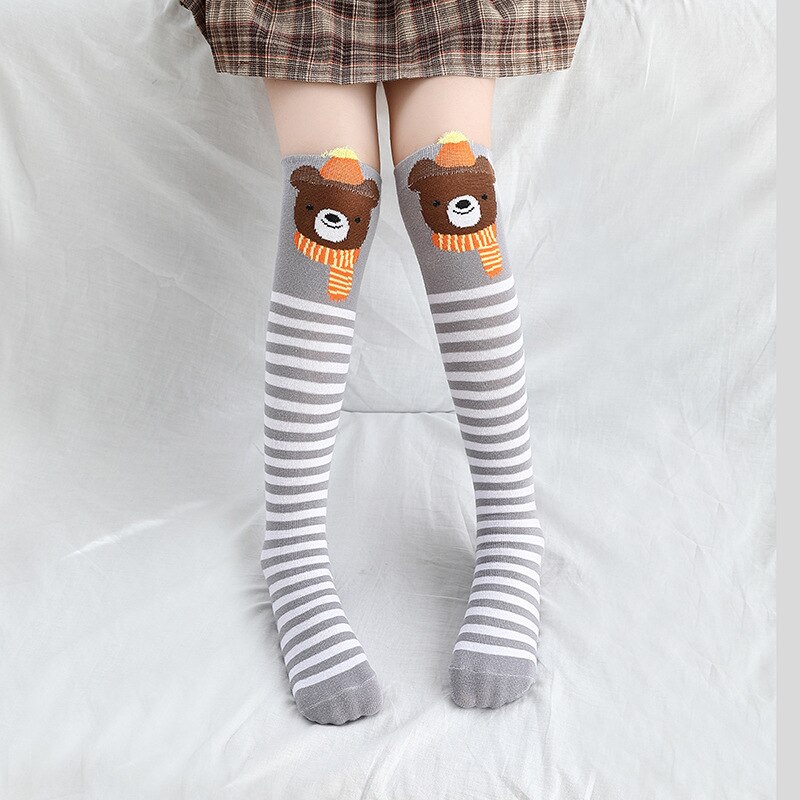 Cartoon Kousen Meisje Knie Highs Mid-Kalf Lengte Panty Dieren Kniekousen Voor Kinderen Herfst Meisje accessoires: Bear