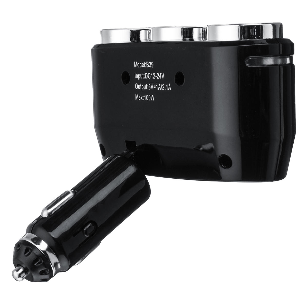 Cargador de coche con puerto USB Dual de 3 vías, adaptador divisor para mechero de coche