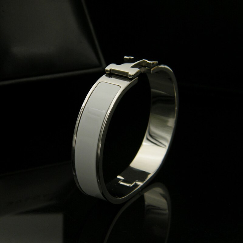 Schmuck H Form Armreifen Berühmte Armreif für Frauen Silber farbe Überzogen Italien armbänder Schmuck 16,5 cm: Silver White