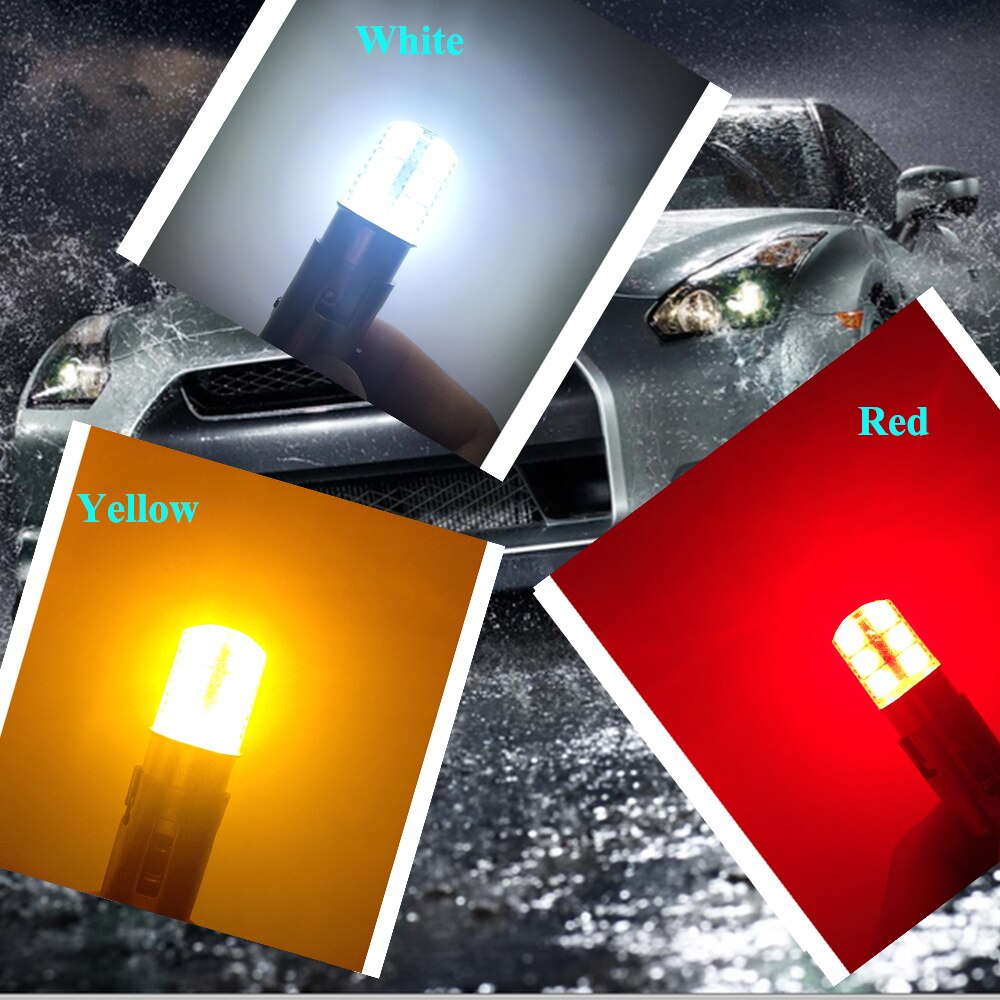 4Pcs 1157 P21/5W Bay15d S25 Led 12SMD 12V 1W Silicagel Automobiel Auto Brake stop Parking Drl Licht Rood/Wit/Geel