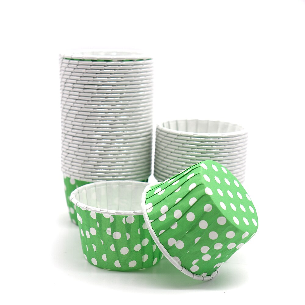 50Pcs Muffin Cake Cupcake Gevallen Kleur Dot Oilproof Cupcake Liner Bakken Cup Lade Case Wedding Party Caissettes Wrapper Papier: E