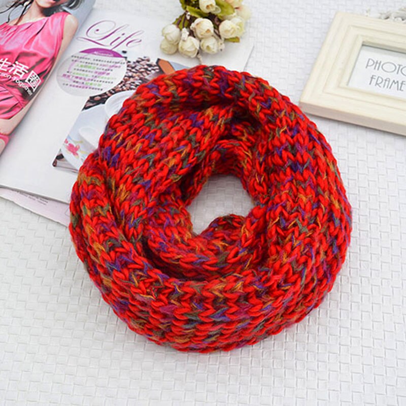 Winter Knitted Snood Scarf Women Warm Infinity Chunky Colorful Soft Circle Ring Scarf Loop Foulard Femme Top: color3