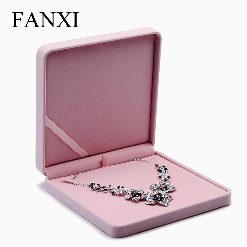 Velvet Jewelry Box - Pink - 19x19x4cm - Ring, Necklace, Earring, Bracelet Display - Oirlv