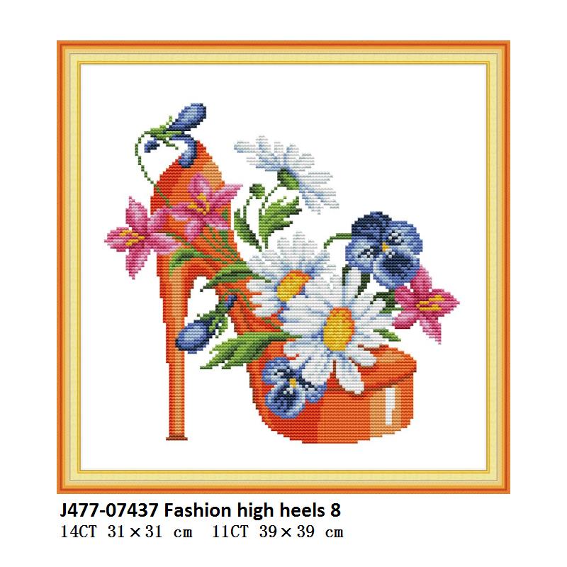 Joy Sunday High Heels Stamped Cross Stitch Kits Embroidery Kit Fabric for Cross Stitch Needles DMC Thread DIY Needlework: Cross Stitch J477 / 11CT White Cloth