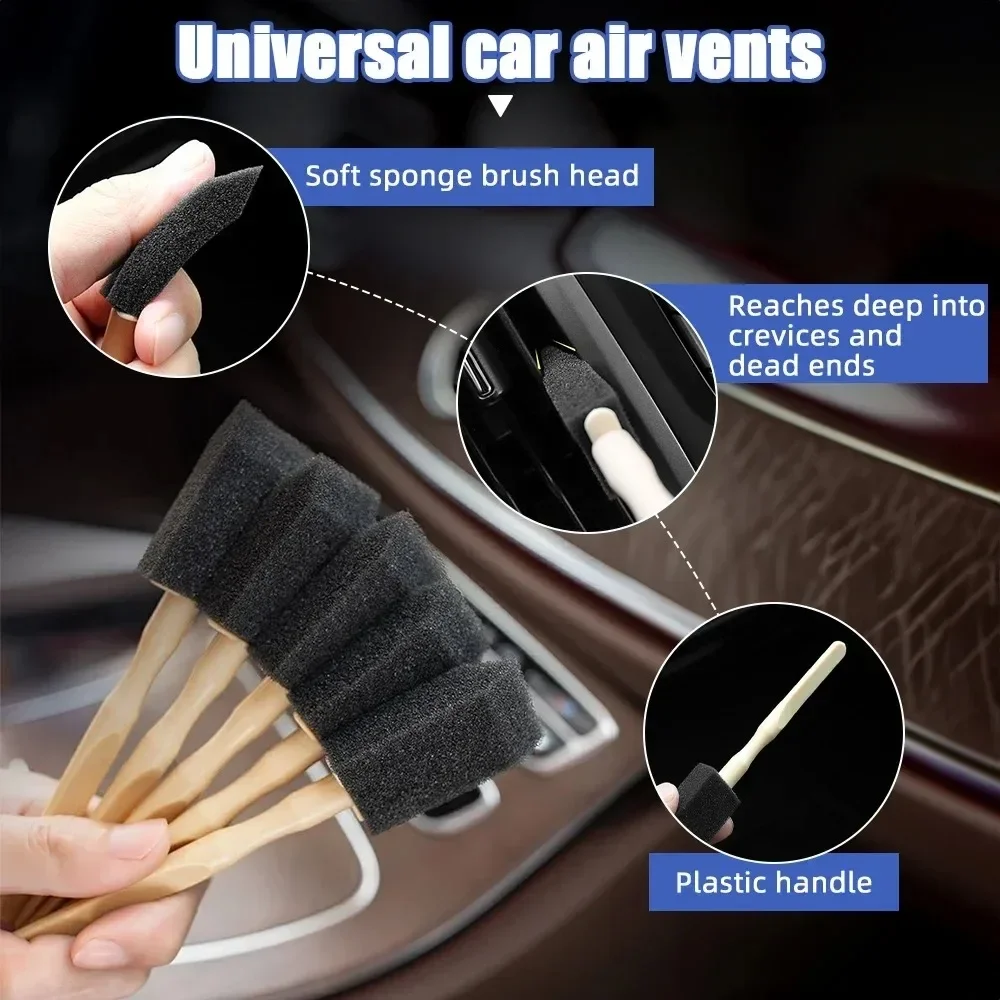 Cepillos de limpieza de esponja para coche, plumero, eliminación de polvo, herramientas de limpieza para detalles de Interior de coche, ventilación de aire acondicionado automotriz, 5 uds.