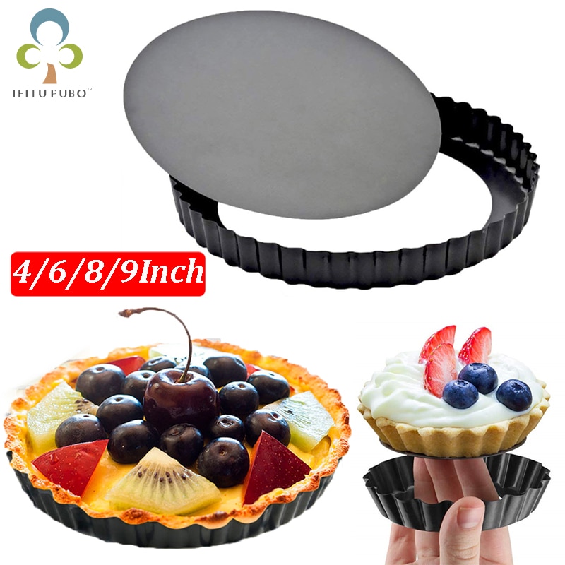 1pc Tart Quiche Flan Pan Non-Stick Molds Pie Pizza Cake Round Mould Removable Loose Bottom Fluted Heavy Duty Bakeware Pan ZXH