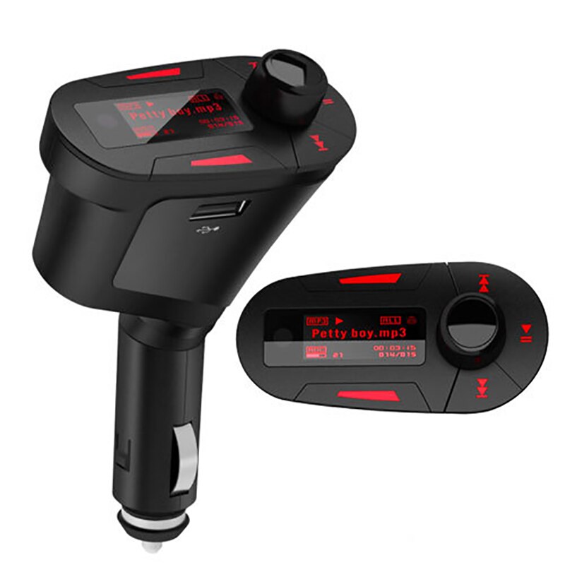 Car Kit MP3 Player Wireless FM Transmitter Modulator USB SD MMC Slot Blue LCD Display with Remote Wireless In Car FM Transmitter: t618-red