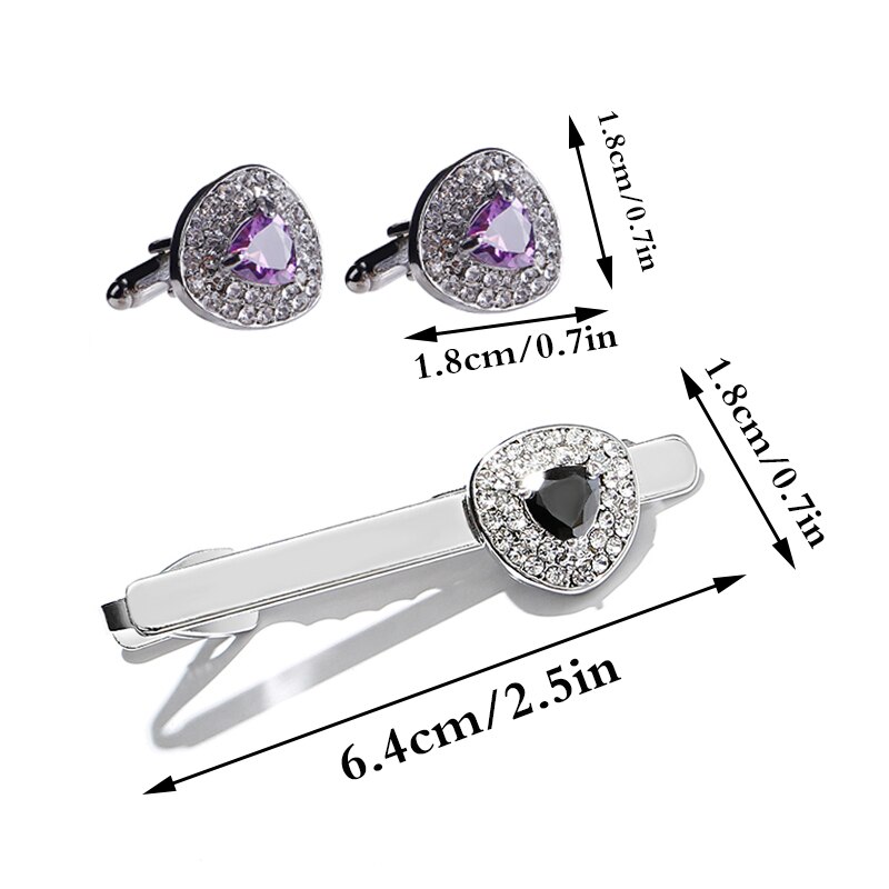 Men's Formal Dress Business Tie Clip Cufflink French Style Wedding Groom Jewelry Rhinestone Shirt Tie Clips Cuff Links
