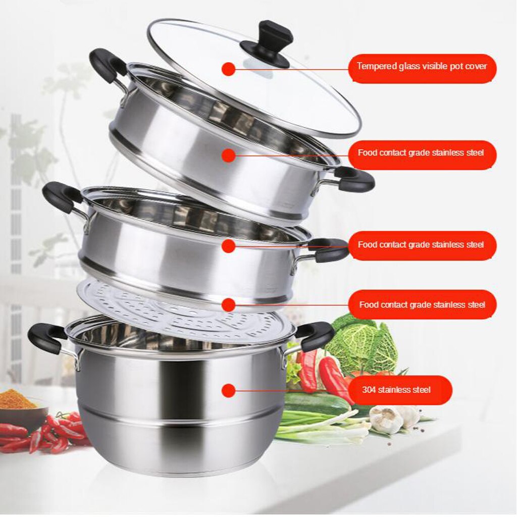 3 Tier 304 Rvs Steamer Food Grade Stoom Pot Fornui Vicedeal