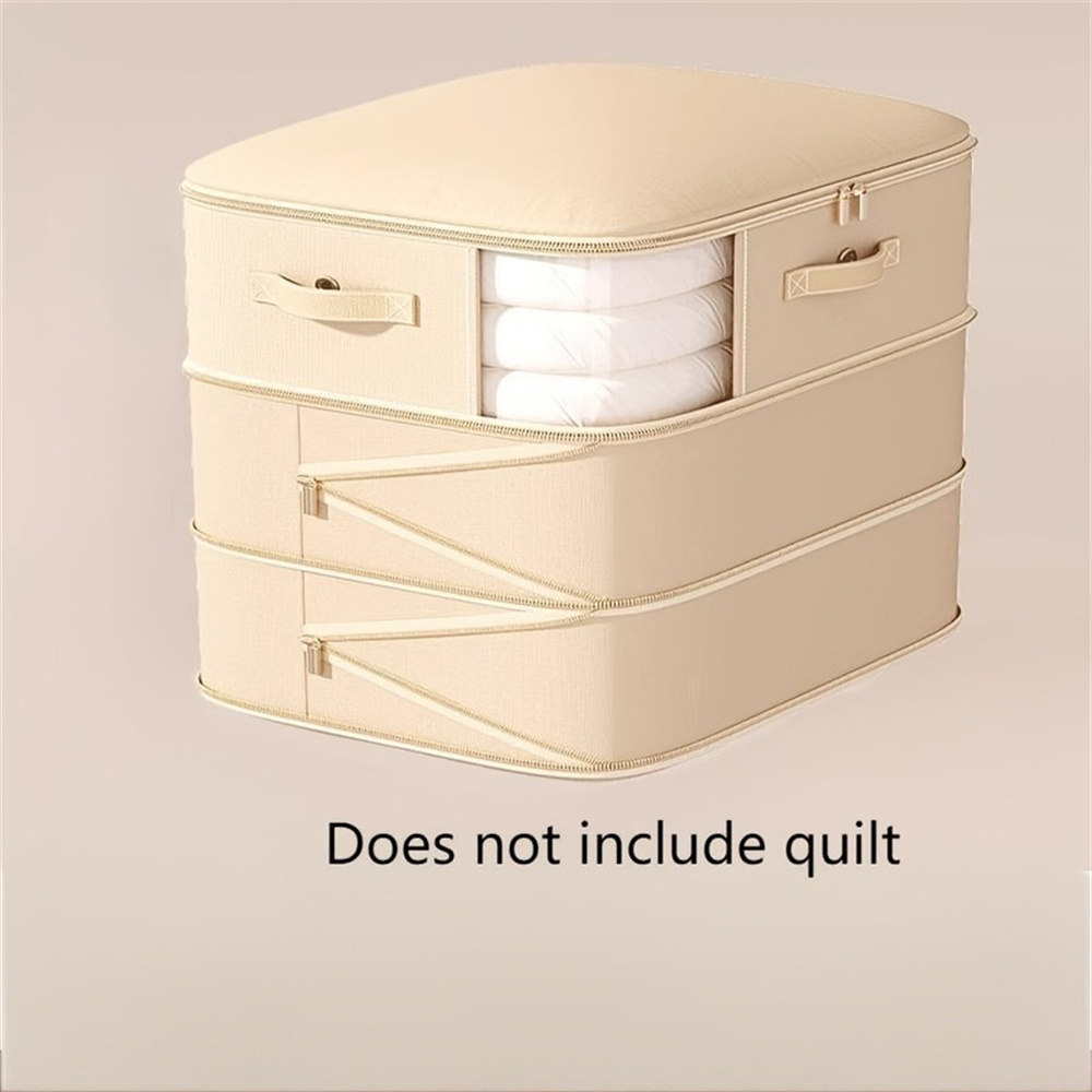 Compression Dustproof Organizer Storage Bag Large Capacity Moisture-proof Clothes Quilt Moving Bag Self Compression Organizer: Ivory