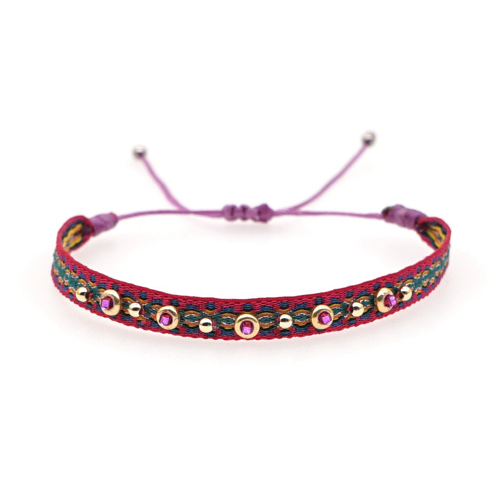 KKBEAD Colombia pulsera joyería tela cinta Pulseras de tela para mujer Pulseras tejidas hechas a mano: Bronce antiguo plateado