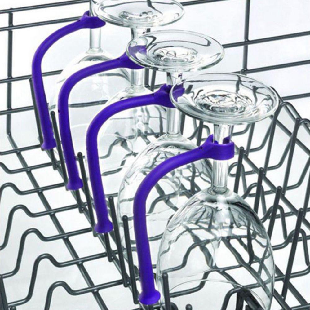 4pcs Wine Glass Rack Flexible Silicone Goblet Holder Dishwasher Bracket Stemware Holder Fixed Holder Bar Kitchen Tool