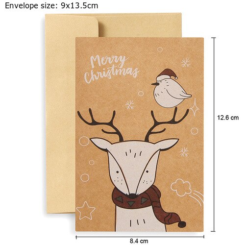 20 sæt glædelig jul kraftpapirkort med kuvert flamingo hjorte lykønskningskort postkort xmas invitationskort kuvert: 20 sæt hjorte