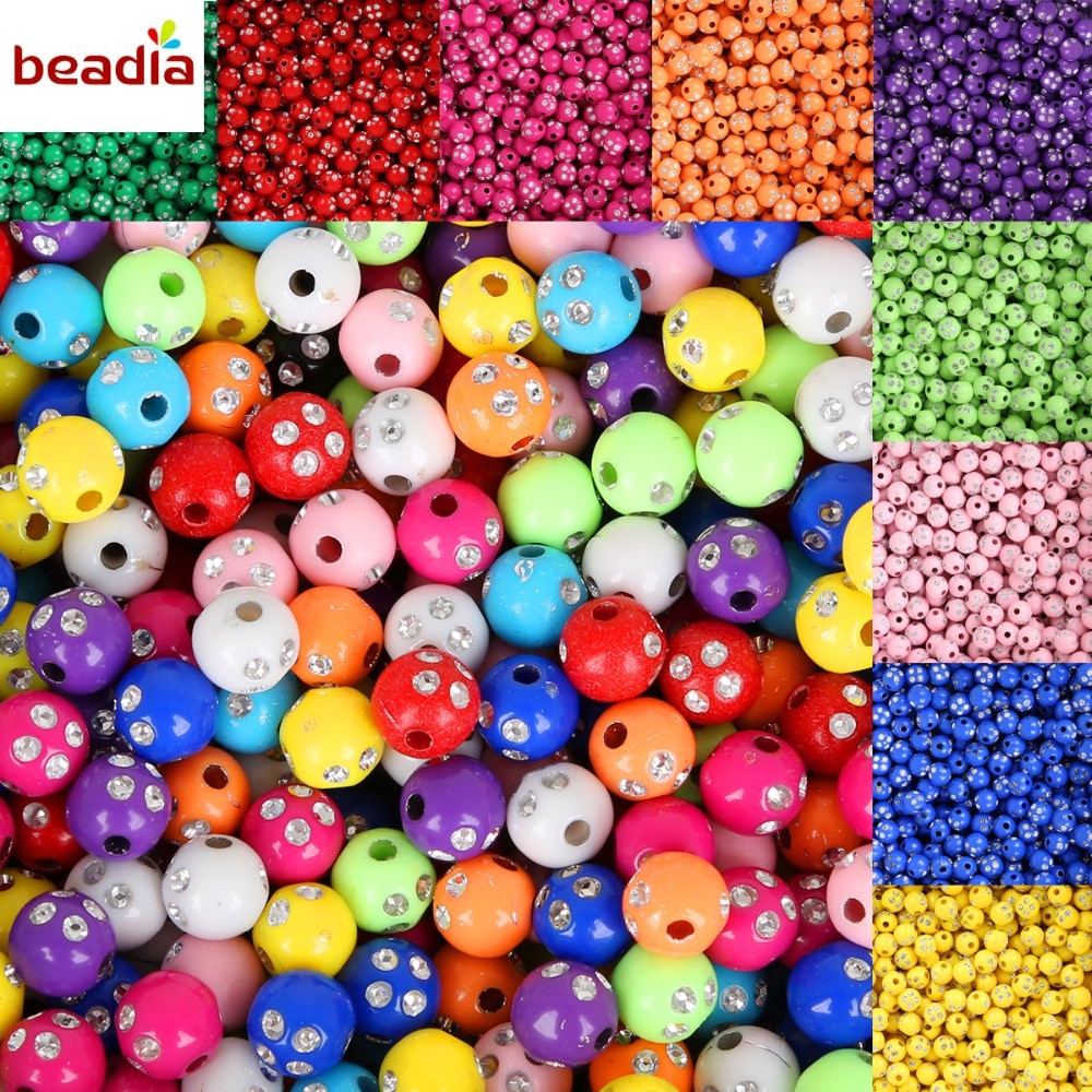 100 piece/lot 8mm Multi Colors Shiny Acrylic Round Beads For DIY Bracelets &amp; Necklaces Jewelry Makings