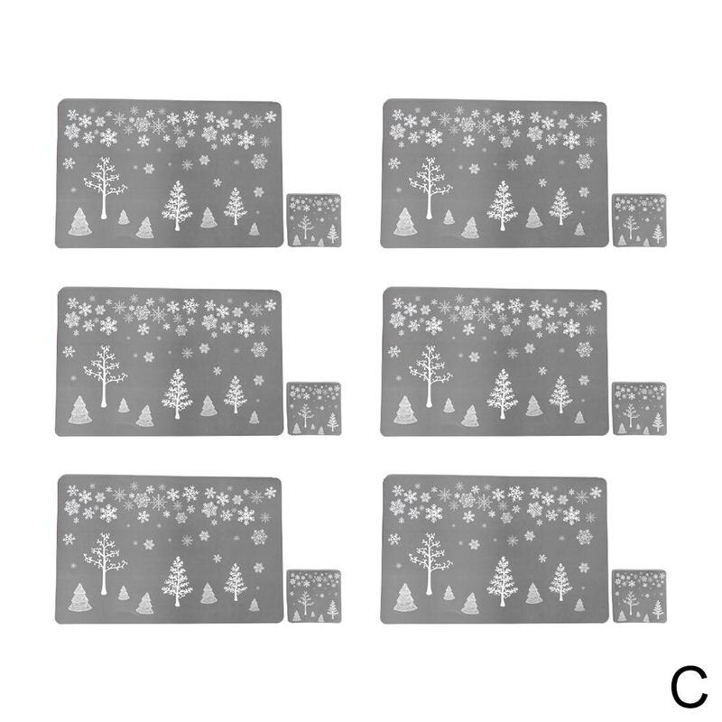 Mantel Individual navideño para para el hogar, mesa de cena, Mantel Individual, decoración de tapete, 6 pares: C