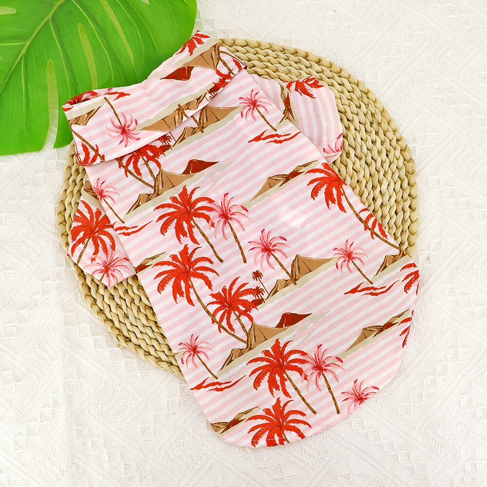 Ropa de verano para perro, camisa para cachorro y gato, Estilo Hawaiano, informal, para mascotas, perros pequeños y medianos, Chihuahua: Pink / M