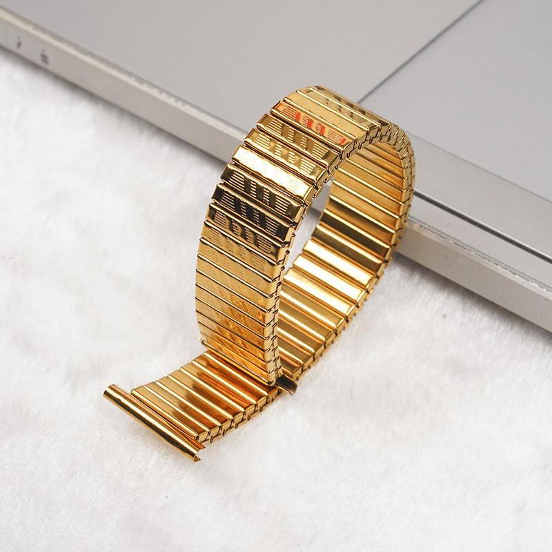 10 12 14 16 18 20 MM Stretch Expansion Stainless Steel Parts Watch Band Strap Silver Metal Watch Bracelets Watch Accessories: Gold / 14mm