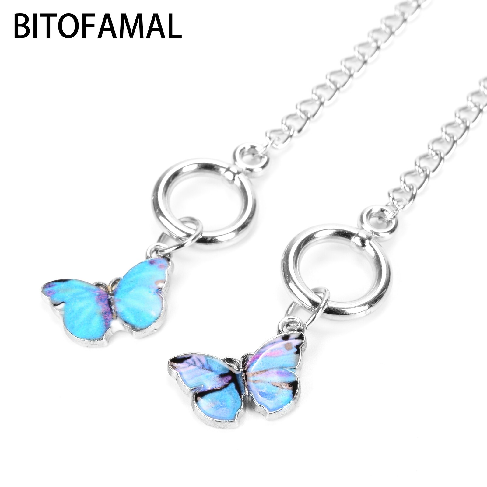 1 pçs azul roxo borboleta pingente pulseira simples palavra fivela corrente pulseira bom presente para mulher esposa filha diário popular